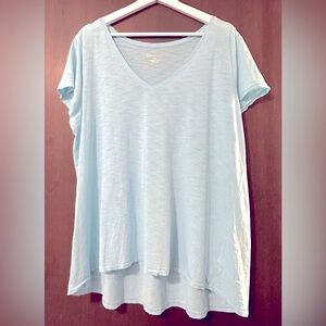 Lilly Pulitzer Light Turquoise Blue Etta V-Neck Short Sleeve Tee Shirt - Size XL